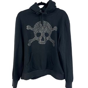 Ecko Unlimited Black Hoodie Sweatshirt With Skull Embellishment Size Large